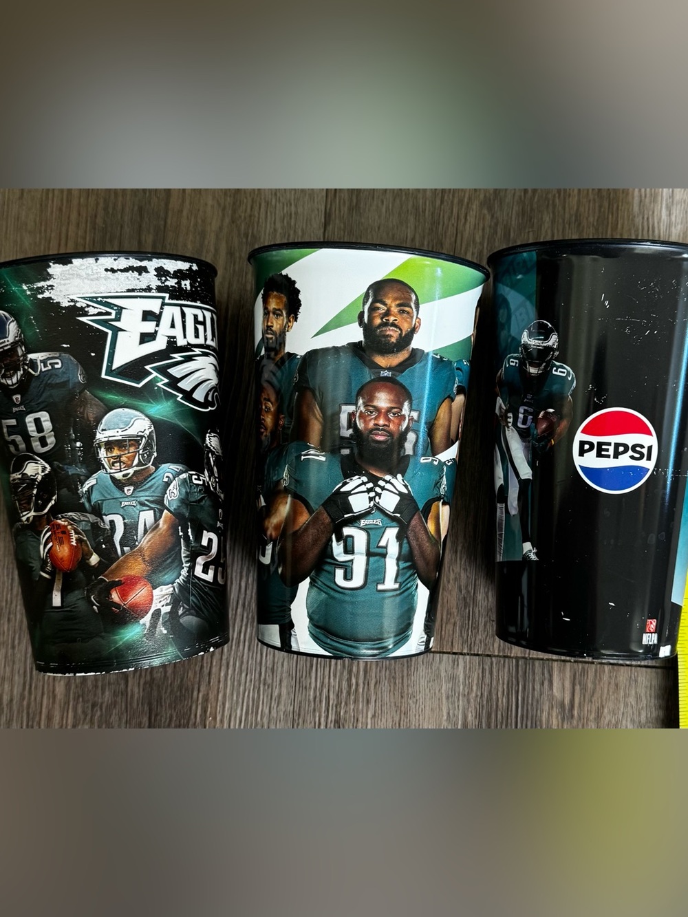 NFL Pepsi Philadelphia Eagles Player Print Collectible Tumblers set of 3